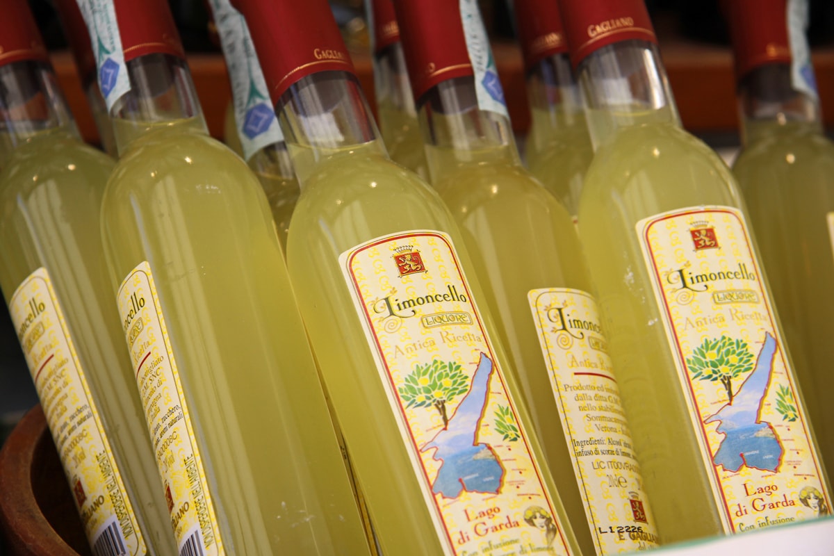 limoncello stored in bottles