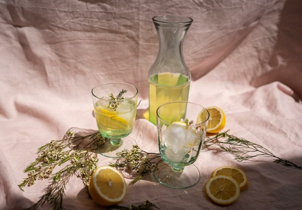 limoncello bottle and glasses